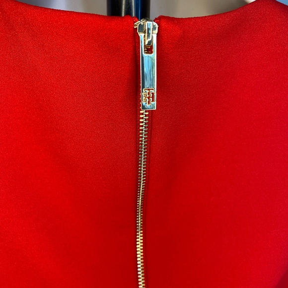 Red Tommy Hilfiger Dress. Form fitting. Open shoulder. Full Zip. Formal. Size 4 - Picture 3 of 7